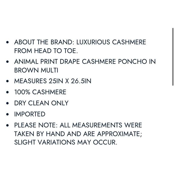 Forte Cashmere Poncho Shawl Sweater One Size Brown Animal Print Classic Chic - Picture 9 of 9